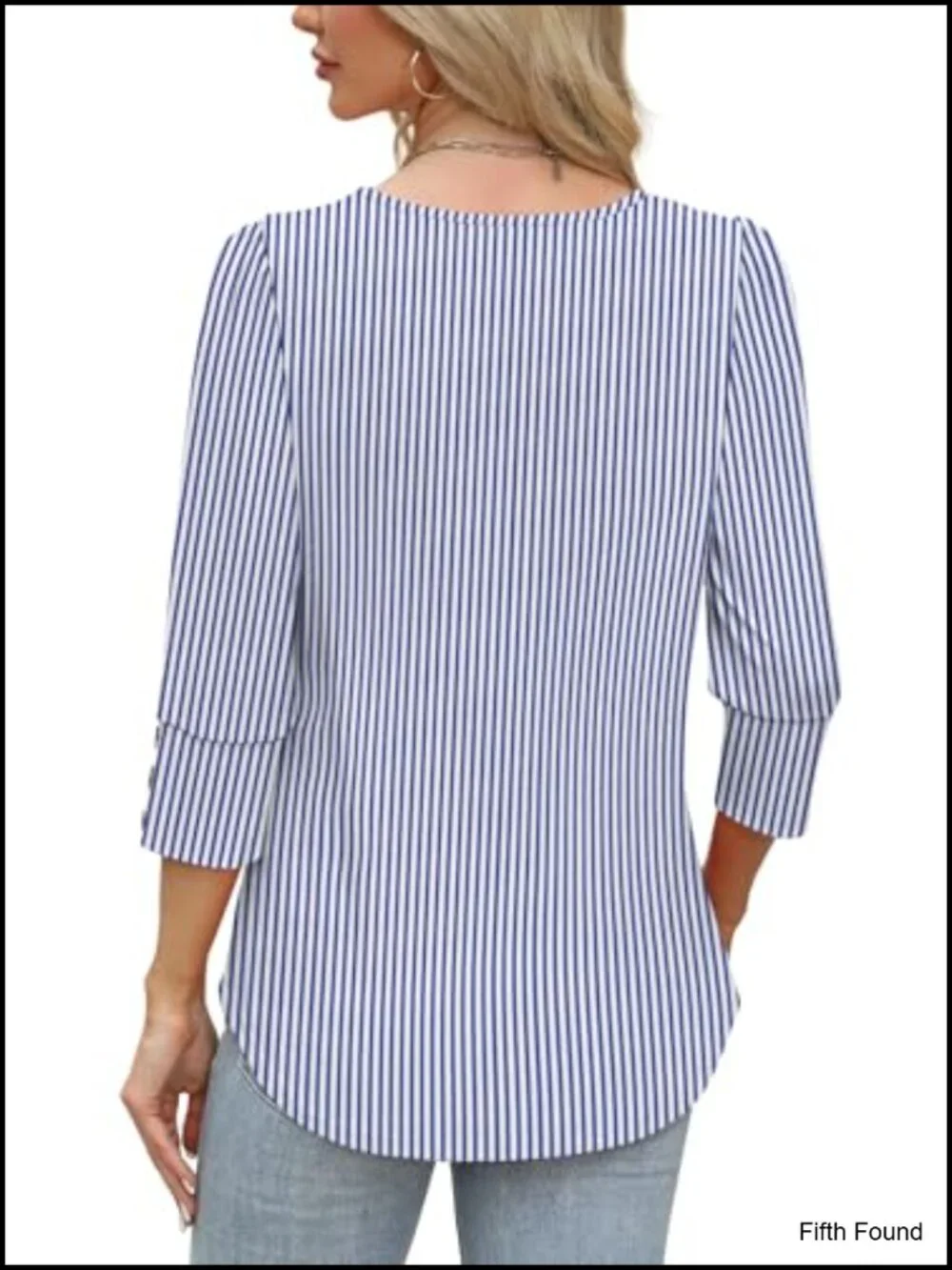 Women's 3/4 Sleeve Button Blouse - Dressy Casual Peasant Top